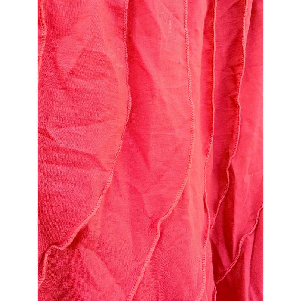 Coral Pink Tiered Ruffle Skirt XL Elastic Waist Boho Lettuce Edge Dopamine - Picture 3 of 5